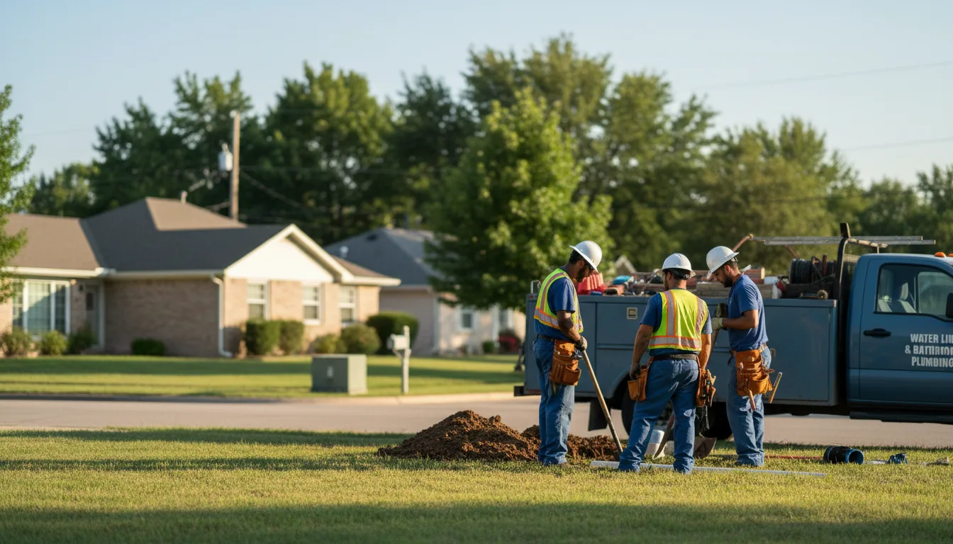 Residential water line and bathroom plumbing service in Hanston, KS